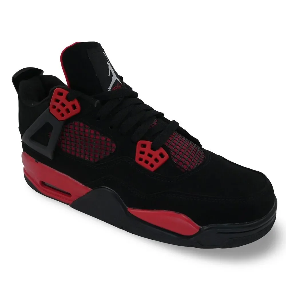 Nike Air Jordan 4 Retro Men's 8 Rare Black Suede Red Thunder Sneakers DC7770-160